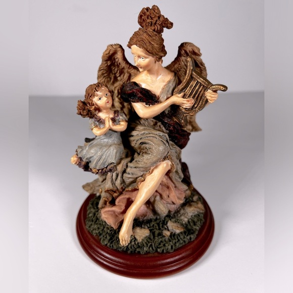 Angel with Child Figurine Playing Harp Collectible - Picture 7 of 10